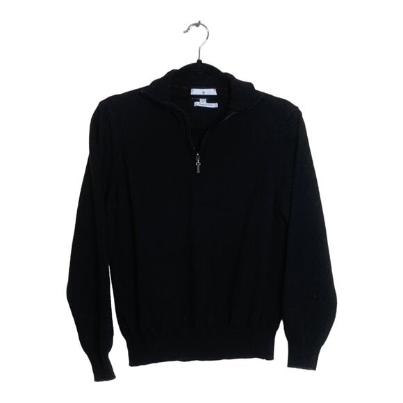 Toscano Firenze black merino wool 1/4 zipper pullover size Large fits Small - Picture 7 of 8
